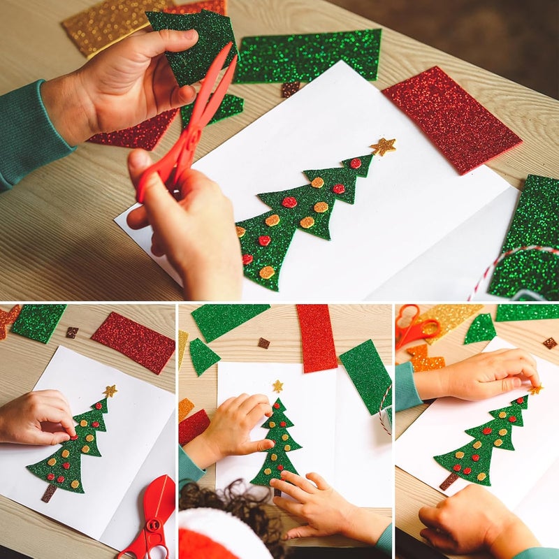 Mluchee 10 Sheets Glitter Paper Sheet for Halloween, Christmas, Children Father's Day Decor Table Decorations, A4 Cardstock Paper Self-adhesive Paper for Construction Scrapbook DIY Card (Green) - Image 2